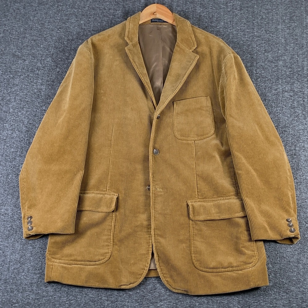Vtg 90s Polo Ralph Lauren Blazer Jacket Men Extra Large Corduroy Sport Coat